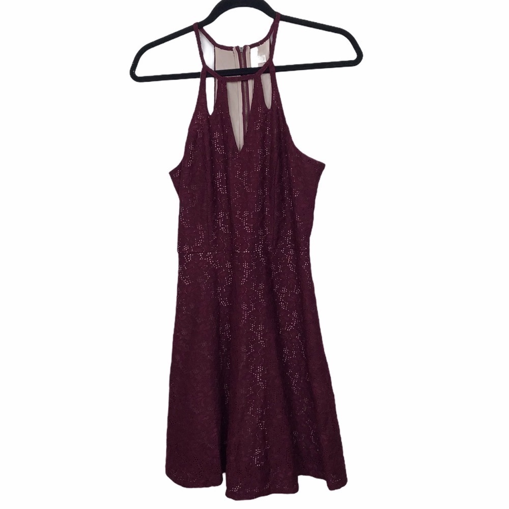 Love Fire Burgundy Lace Sleeveless Dress Junior Small